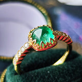 【シュガーローフ】天然エメラルド 天然ダイヤモンドリング