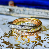 天然ダイヤモンド スリーカラー フルエタニティ 3連リング