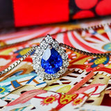 【コーンフラワー】天然サファイア 天然ダイヤモンド ネックレス