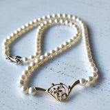 あこや真珠 ベビーパール 天然ダイヤモンド ヴィンテージネックレス