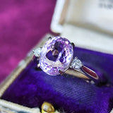 天然クンツァイト 天然ダイヤモンド リング