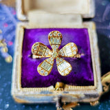 天然ダイヤモンド フラワーモチーフ 18金リング