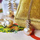 【アプリコット】有核淡水パール ネックレス 10金