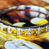 天然イエローサファイア プリンセスカット 天然ダイヤモンド リング