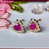 天然ルビー ハート型 天然ダイヤモンド 18金ピアス