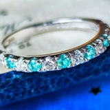 天然パライバトルマリン 天然ダイヤモンド 一文字タイプ プラチナリング