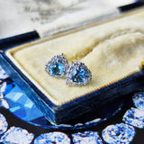 【お値下げ】天然アクアマリン ハートシェイプ 天然ダイヤモンド ピアス