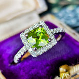 【パキスタン産】天然ペリドット 天然ダイヤモンド リング