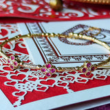 【ブレスレット】天然ルビー 天然ダイヤモンド 形状記憶 18金 バングル