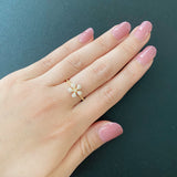 天然ダイヤモンド フラワーモチーフ パヴェ 18金リング