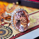 【大粒 8.84ct】天然モルガナイト 天然ダイヤモンド リング