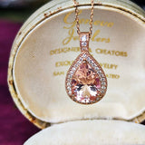 【大粒 3.09ct】天然モルガナイト 天然ダイヤモンド ネックレス