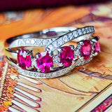 【5石とも非加熱ピジョンブラッド】天然ルビー 天然ダイヤモンド リング