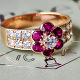 【Vintage Van Cleef & Arpels】ヴァンクリーフ&アーペル マデール ルビー ダイヤモンド フラワーリング