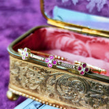 【ブレスレット】天然ルビー 天然ダイヤモンド 形状記憶 18金 バングル