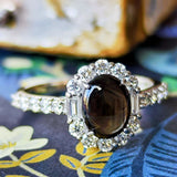 【魅惑の黒い宝石】天然ブラックスターサファイア 天然ダイヤモンド リング