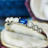 天然ユークレース コバルトブルー 天然ダイヤモンド リング