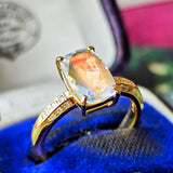 天然アンデシンラブラドライト 天然ダイヤモンド リング