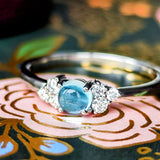 天然アクアマリンキャッツアイ 天然ダイヤモンド プラチナリング