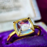 天然アンデシンラブラドライト カボションカット リング