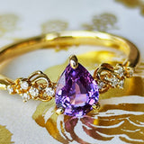 天然パープルサファイア 天然ダイヤモンド リング