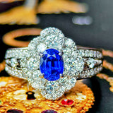 【コーンフラワー】天然サファイア 天然ダイヤモンド リング