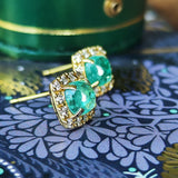 【シュガーローフ】天然エメラルド 天然ダイヤモンド ピアス