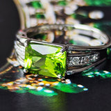 【パキスタン産】天然ペリドット 天然ダイヤモンド リング