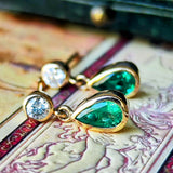 天然エメラルド 天然ダイヤモンド 18金ピアス