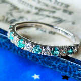 天然パライバトルマリン 天然ダイヤモンド 一文字タイプ プラチナリング