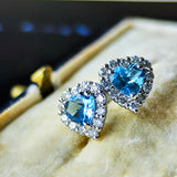 【お値下げ】天然アクアマリン ハートシェイプ 天然ダイヤモンド ピアス