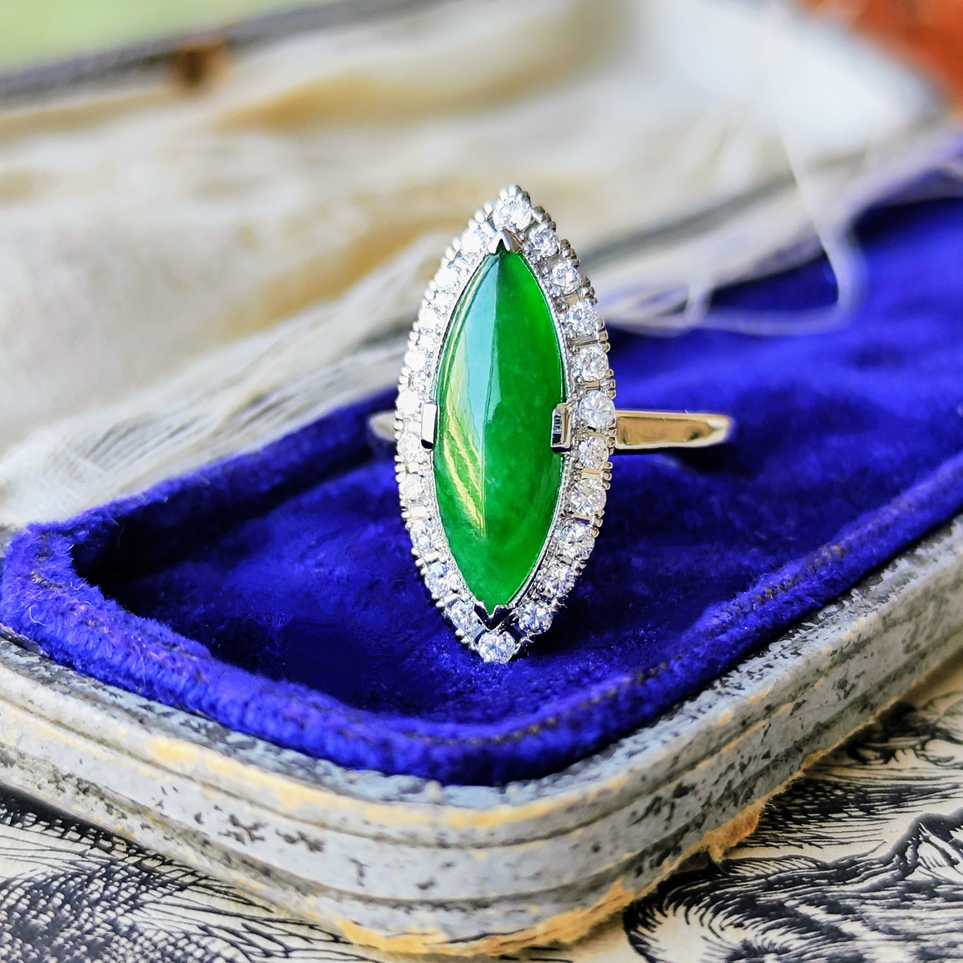 美しい緑、翡翠 ダイヤモンド pm 850のリング - アクセサリー