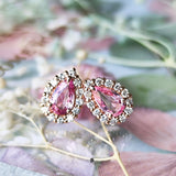 天然パパラチアサファイア 天然ダイヤモンド 18金ピアス