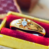 【昭和レトロ】天然ダイヤモンド 菊爪 18金リング