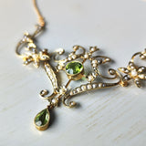 【イギリス アンティーク】ペリドット シードパール ネックレス