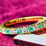 天然パライバトルマリン 天然ダイヤモンド 一文字タイプ 18金リング