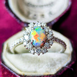 天然ブラックオパール オーストラリア産 天然ダイヤモンド リング