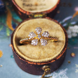 天然ダイヤモンド フラワーモチーフ パヴェ 18金リング