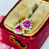 天然ルビー ハート型 天然ダイヤモンド 18金ピアス