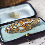 【お値下げ】イギリス アンティーク 天然ダイヤモンド 天然真珠 ブローチ