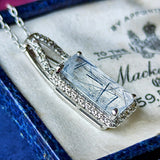 【お値下げ】天然ブルートルマリンインクォーツ 天然ダイヤモンド ネックレス