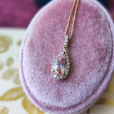 天然モルガナイト 天然ダイヤモンド ネックレス