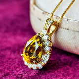 天然スフェーン 天然ダイヤモンド ネックレス