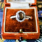 【魅惑の黒い宝石】天然ブラックスターサファイア 天然ダイヤモンド リング