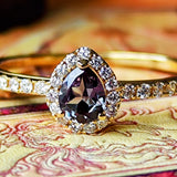 【アレキタイプ】天然カラーチェンジガーネット 天然ダイヤモンド リング