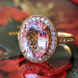 【大粒 3.58ct】天然モルガナイト 天然ダイヤモンド リング