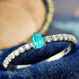 天然パライバトルマリン ペアシェイプ 天然ダイヤモンド リング