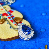 【コーンフラワー】天然サファイア 天然ダイヤモンド ネックレス