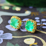 【シュガーローフ】天然エメラルド 18金ピアス ③