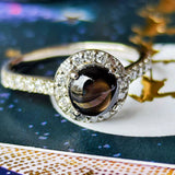 【魅惑の黒い宝石】天然ブラックスターサファイア 天然ダイヤモンド リング